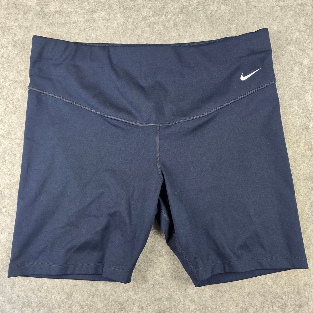 Nike Bike Shorts Womens 1X Navy Blue Athletic Dri-FIT High Rise DD0425-451